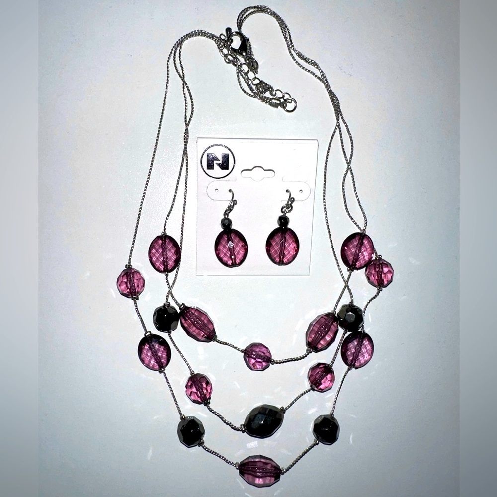Purple Earring and Necklace Set